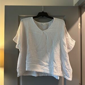 White Textured Women's Top